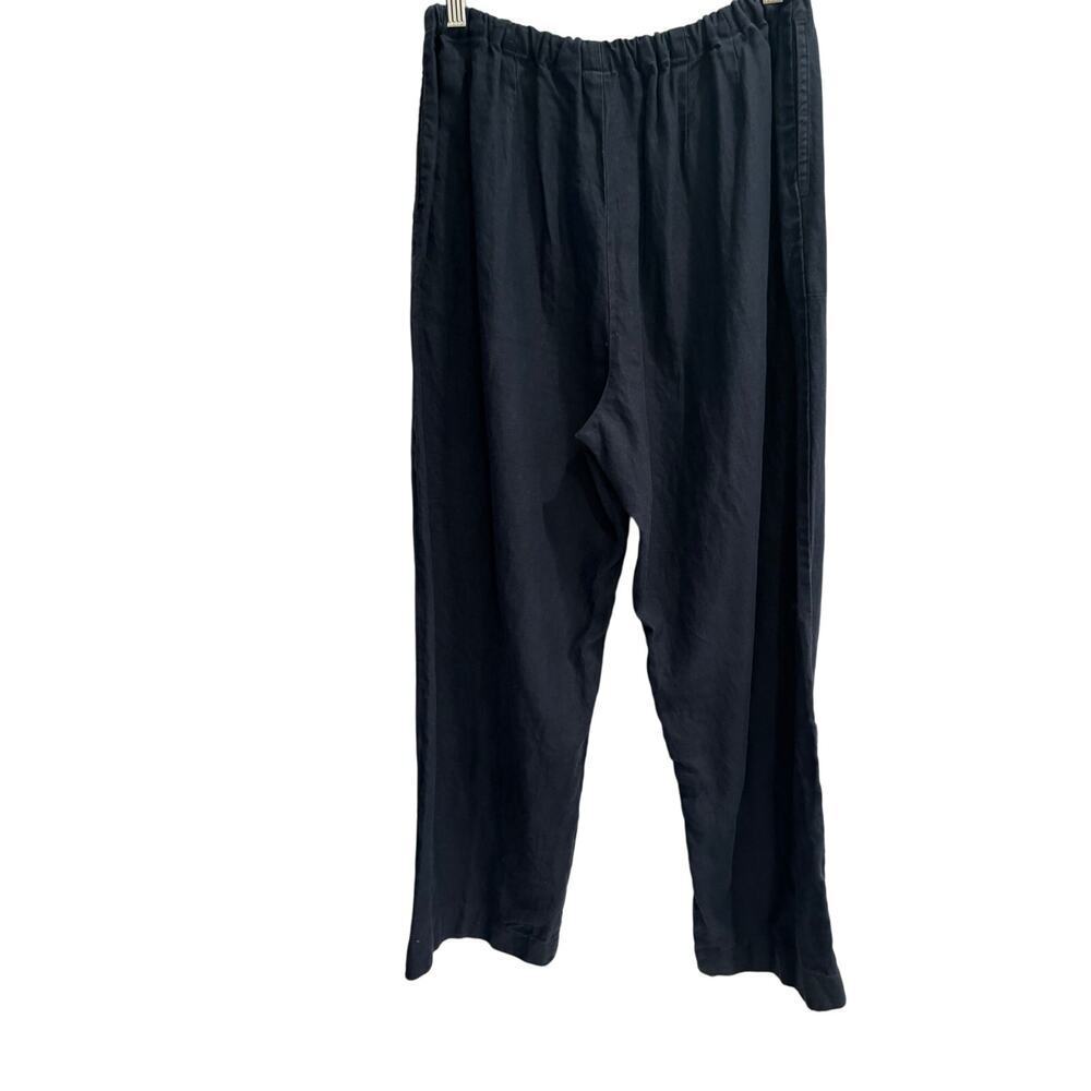 Gap 14 100% Linen Navy Blue Elastic Waist Pants (Missing Drawstring) Wide Leg